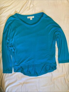 Michael Kors Teal Long-Sleeve Scoop Neck Top